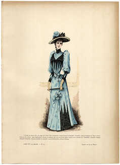 L'Art et la Mode 1890 N°25 G. de Billy, colored fashion lithograph