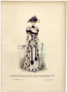 L'Art et la Mode 1890 N°30 G. de Billy, colored fashion lithograph