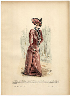 L'Art et la Mode 1890 N°38 Marie de Solar, colored fashion lithograph, Pelletier-Vidal