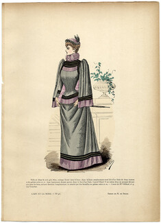 L'Art et la Mode 1890 N°46 Marie de Solar, colored fashion lithograph