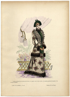 L'Art et la Mode 1890 N°48 Marie de Solar, colored fashion lithograph