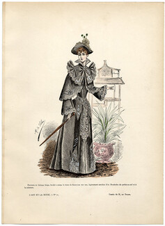 L'Art et la Mode 1891 N°11 Marie de Solar, colored fashion lithograph