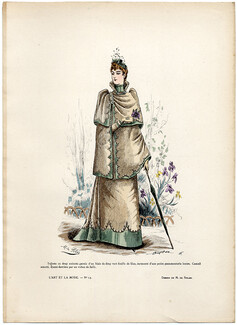 L'Art et la Mode 1891 N°13 Marie de Solar, colored fashion lithograph