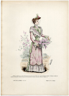 L'Art et la Mode 1891 N°18 Marie de Solar, colored fashion lithograph