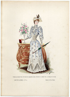 L'Art et la Mode 1891 N°19 Marie de Solar, colored fashion lithograph