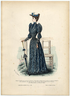 L'Art et la Mode 1891 N°20 Marie de Solar, colored fashion lithograph