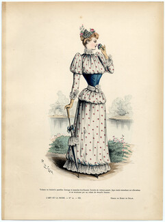 L'Art et la Mode 1891 N°22 Marie de Solar, colored fashion lithograph