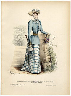 L'Art et la Mode 1891 N°26 Marie de Solar, hand colored fashion plate