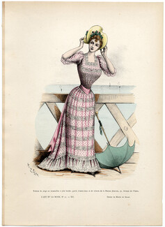 L'Art et la Mode 1891 N°31 Marie de Solar, colored fashion lithograph, Beachwear, Jésurum
