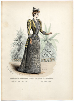 L'Art et la Mode 1891 N°33 Marie de Solar, colored fashion lithograph, Jésurem, Louis XV style