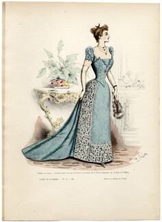 L'Art et la Mode 1891 N°36 Marie de Solar, hand colored fashion plate, Jésurem