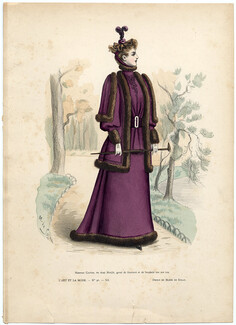 L'Art et la Mode 1891 N°46 Marie de Solar, colored fashion lithograph, Tsarina coat