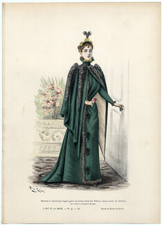 L'Art et la Mode 1891 N°49 Complete magazine with colored fashion engraving by Marie de Solar, Theodore Tchoumakoff, Foottit