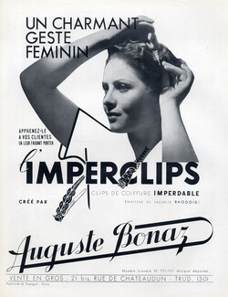 Auguste Bonaz (Combs) 1936 Hair Clip, Hairstyle