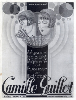 Camille Guillot (Combs) 1929 Filets d'art, Coiffures Art Deco, Netting Hairstyle