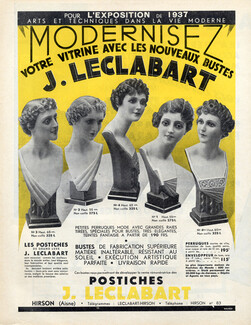J.Leclabart (Hairstyles) 1935 Hairpieces, Busts art Deco