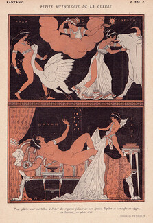 Joseph Kuhn-Régnier 1918 Petite Mythologie de la Guerre... Bull, Swan, Jupiter, Nude