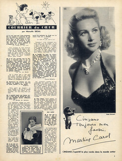 Cinzano (Drinks) 1954 Martine Carol, Autograph, Photo Harcourt
