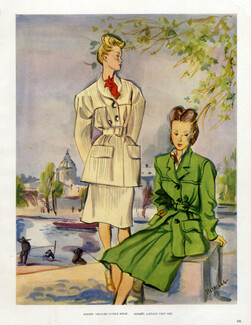 Hermès 1944 Velvet Suit, and Green Woollen, André Delfau