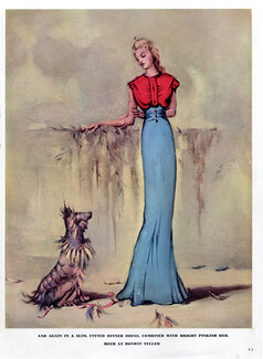Bonwit Teller 1940 Dinner Dress, Fashion Illustration