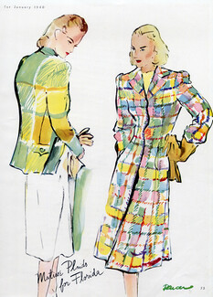 Rodier (Textile) Linton 1940 Matisse Plaids for Florida, Plucer