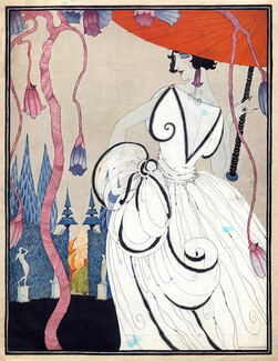 Helen Dryden 1921 Vogue Cover, Elegant Umbrella