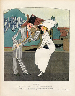 Joseph Hémard 1912 Lovers, Elegant Parisienne