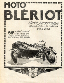 Moto Blériot 1921 Motorcycles, Side-car for Police de Paris