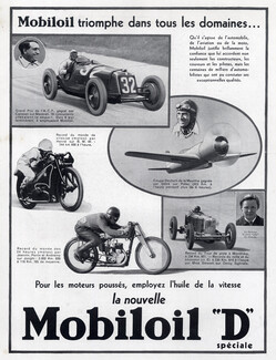 Mobiloil (Motor Oil) 1933 Motorcycles, Riding Driver
