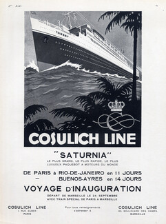Cosulich Line (Ship company) 1927 "Saturnia" Transatlantic Liner, Paris- Rio de Janeiro