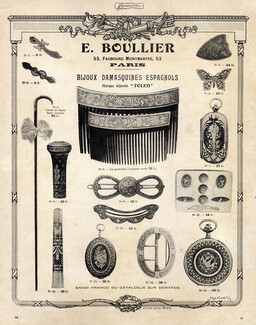 E. Boullier 1907 Bijoux Damasquinés Espagnols Toled, Comb, Buckles..