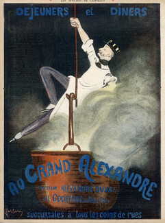 Leonetto Cappiello 1908 "Au Grand Alexandre" Alexandre Duval dit "Godefroid de bouillon" Restaurant