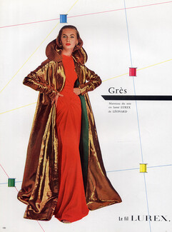 Grès (Couture) 1955 Evening Coat, Lurex, Leonard & Cie