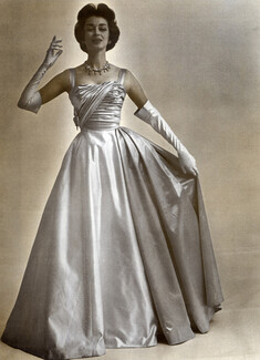 Pierre Balmain 1957 Fashion Photography Guy Arsac, Evening Gown
