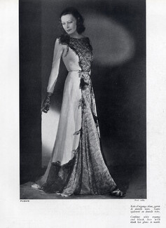 Paquin 1939 lace Evening Gown, Photo Joffé