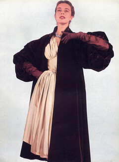 Maggy Rouff 1951 Dinner Dress, Coat, Fashion Photography
