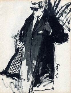Aquascutum 1961 Coat for Man, Drawing Krakovitz