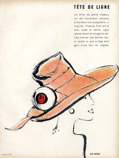Jean Barthet (Millinery) 1958 Hat with Organza Flower, Falk