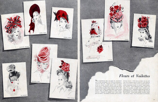 Léon Bénigni 1945 Hats, Maud Roser, Simone Cange, Nelly Levasseur