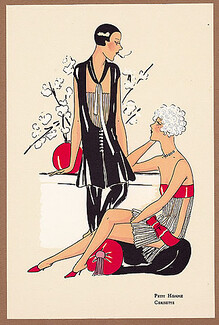 La Mode "Ultra-Moderne" Album n°1 - Lingerie 1925 Petit Homme, Cerisette, Pochoir Pajamas and Nightdress Art Deco