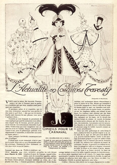 L'Actualité en Costumes Travestis, 1912 - Umberto Brunelleschi Travestis Disguise Costumes, Carnival, Texte par Annie Benson, 6 pages