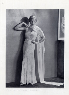 Irène Dana (Couture) 1930 Lily Damita ( Liliane Marie-Madeleine Carré) white Embroidery Gown