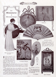 Les miniatures de Léone Georges, 1910 - Mrs Paul Reboux Miniatures Fan, Sweet box..., Text by P. de Latour