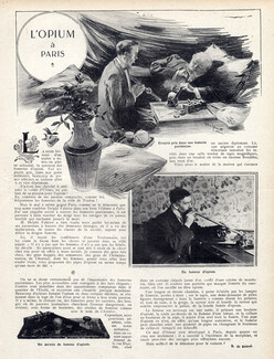 L'Opium à Paris, 1908 - Opium den, Fumerie, Smoker, Texte par R. de Bettex