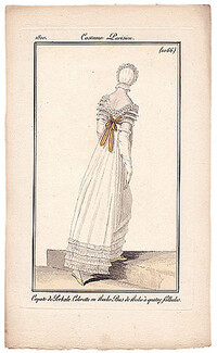 Le Journal des Dames et des Modes 1810 Costume Parisien N°1066 Falbalas