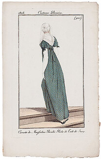 Le Journal des Dames et des Modes 1808 Costume Parisien N°905 Cornet, Toile de Jouy