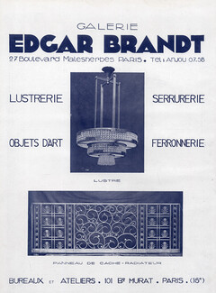 Edgar Brandt (Decorative Arts) 1929 Ironworks, Lustre, Cache-radiateur