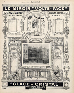 Postel & Olivier (Mirror) 1911 Shop, Store, Art Nouveau Style