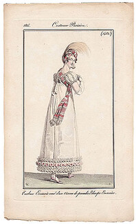 Le Journal des Dames et des Modes 1815 Costume Parisien N°1482 Horace Vernet, Scottish Scarf & Turban