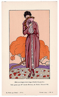 Fried 1919 Byzantine Broderie Dress, Miss Andrée Divonne, Pochoir